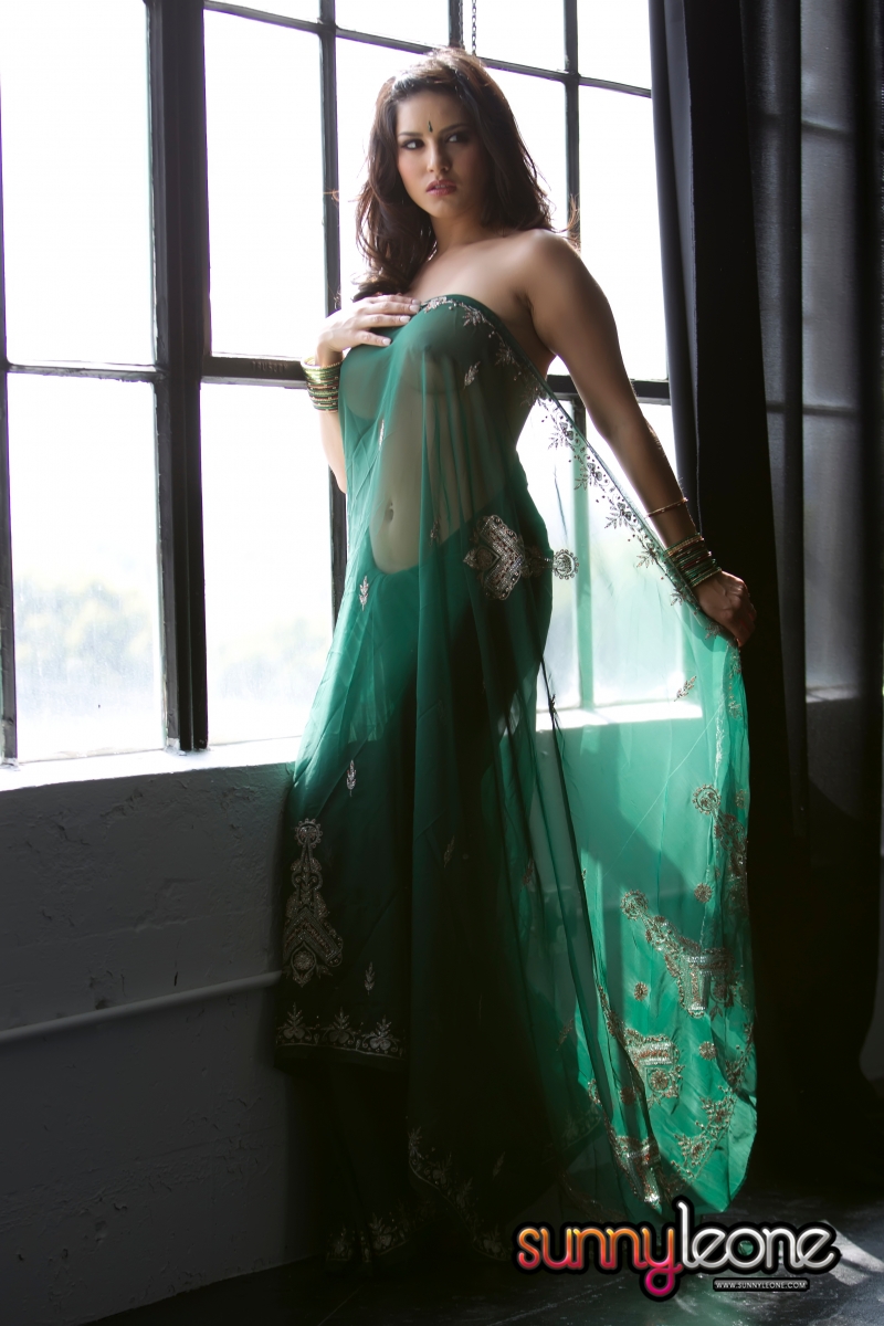 Sunny Leone Stripping Saree - Beautiful Exotic Seductress Sunny Leone Shows Tits